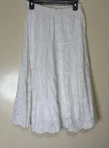 Tory Burch women's Elegant White Eyelet Skirt