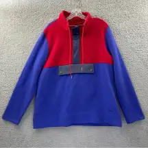LL Bean Signature Anorak Sweatshirt Pullover Colorblock Red Purple Women's Large