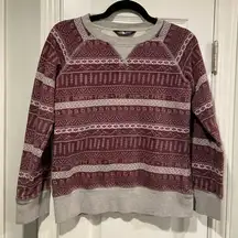The North Face Size S Fair Isle Sweatshirt Burgundy Gray Nordic Print