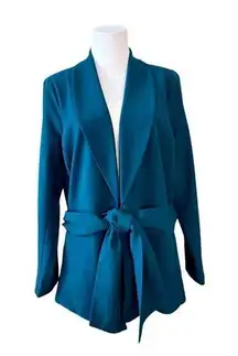 Lane Bryant Blue Shawl Collar Belted Blazer Jacket 16 Business Office Date Night