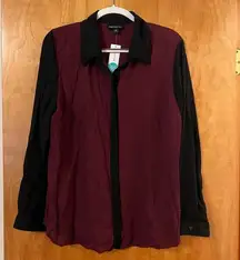 Fortune + Ivy Astra Button Down Shirt Burgundy Blouse Top XL Stitch Fix NWT