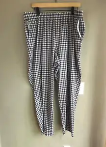 Lands End Blue and White Gingham Check Lounge Pants Plus Size Comfy Casual 1X