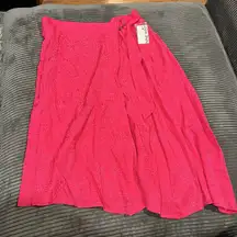 Nine West Elegant Pink Wrap Skirt Preppy Rayon Satin Size XL NWT
