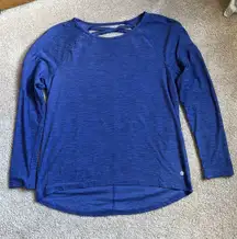 Blue Yoga Long Sleeve Boatneck Top Size Medium