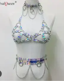 iHeartRaves Holographic Iridescent Rainbow PVC Belt