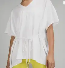 Lululemon Size 10 White Side Tie V-Neck Tee Pima Cotton Short Sleeve Athletic