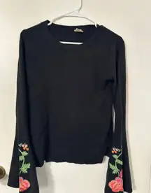 Embroidered Bell Sleeve Sweater
