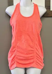 Athleta Heather Bright Orange Razorback Tank Top Vertical Rouging Stripes-Med