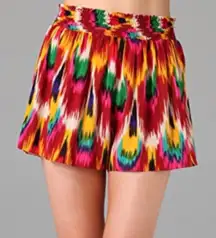 Alice + Olivia Ikat Tribal Wave Print Silk Shorts, Size S