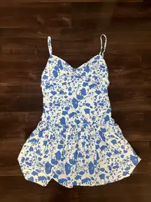 Klesis Blue and White Floral Mini Dress Size Medium