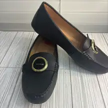 Calvin Klein Leana Black Leather Loafers Shoes  34E9742 Women Size US 7M
