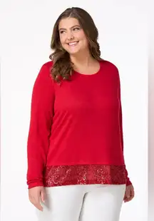 Red Sequin Holiday Sparkly Top Plus size 26-28