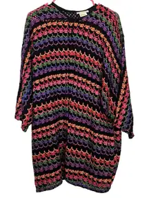 VTG Oscar Re La Renta Ribbon Crochet Open Front Cardigan Size Large Abstract