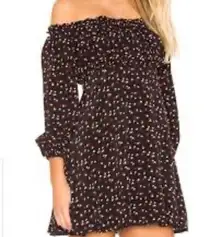 Lovers + Friends  Dress Women Small Black Red Hearts Mini Off Shoulder Party Date