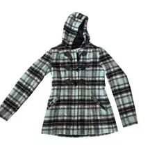New York & Company Women's Wool Plaid Toggle Coat XS‎ Multicolor Casual