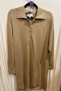 Paris Atelier & Other Stories Tan Knit Collared Mini‎ Dress Long Sleeve Womens