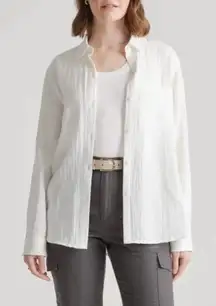 NWT Quince White Cotton Gauze Long Sleeve Shirt Sz XS