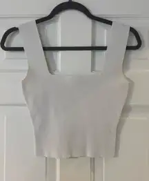 superdown Square Neck Rib Knit Cropped Tank Top