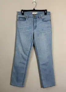 Tory Burch Straight Leg Denim Jeans Womens 28 Blue Stretch Logo Designer Classic