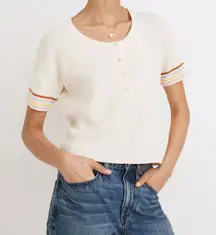Madewell Henley Sweater Tee in Rainbow Stripe