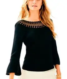 LILLY PULITZER Barrington Sweater Womens‎ Size S Onyx Black Metallic