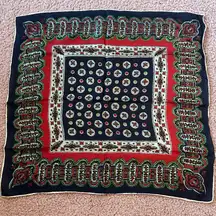 Vintage Feels Like 100% Silk Hand Rolled Scarf  Smells Must/Perfume No Tags Navy