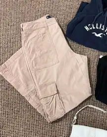 Hollister Khaki High Rise Cargo Utility Pants Y2K Neutral Baggy Fit Size 12R W31