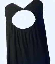 Black blouse with pleated bodice and a keyhole front Venus 2X