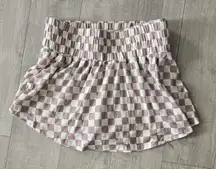 Checkered Mini Skirt Shorts Pink White Gingham Plaid High Waist Y2K flowy