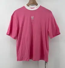 Missguided Women XS Embroidered Logo‎ Oversize Short Sleeve T-Shirt Pink NWT