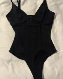Ribbed Lulu's Black One Piece Bodysuit