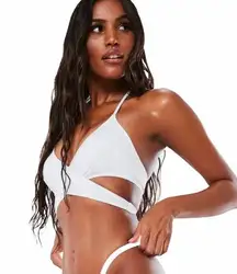 new Missguided ༄ Cross Over Front Bikini Top ༄ White Size 6 ༄