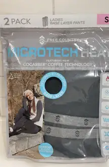 Free Country Base Layer Pants Women Small 2 Pack Black Thermal Microtech New