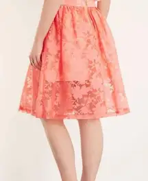 Topshop  Burnout Coral Peach Floral Midi Skirt