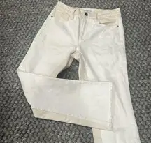 FRAME‎ Le Crop Mini Boot Multi Cream/White Cotton Blend Jeans Women's Size 26