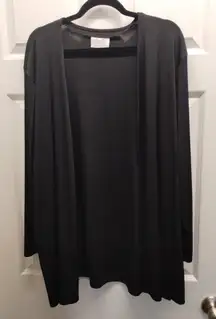 Kathie Lee Plus Size 22/24W Black Open Front Slinky Travel Packable Cardigan
