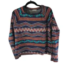 Zara Trafaluc Fall Winter Collection Womens Top Geometric Print Knit Navy Blue M