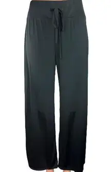 Terez Black Satin Silky Elastic Waist Pull On Stretch Activewear Sweatpants Sz S