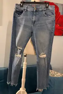 DL1961 Mara Straight Instasculpt Ankle Jeans Womens 32 Light Blue Mid Rise Denim