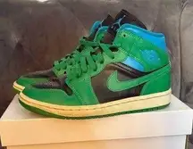 Jordan 1 Mid Lucky Green Aquatone Size 6 With Box