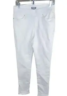 Martha Stewart Women's Jeans Size 10 White Knit Denim Ankle Pull On Elastic NWOT