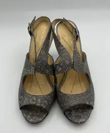 Kate Spade Women's Stormy Grey Lizard Print Strappy Heels Size 6M