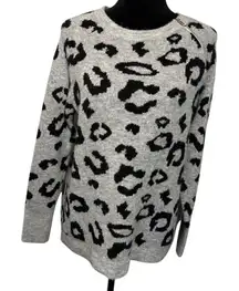 Abercrombie & Fitch Animal Print Tunic Sweater Gray/Black Women Medium Pullover