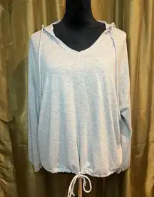 Aerie  cinched waist oversized grey V-neck hoodie size small