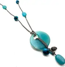 Coldwater Creek Blue stone pendant dangle charm necklace