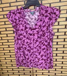 Terra & Sky Purple Floral Blouse Size 0X