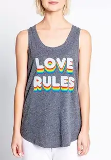 PJ Salvage Womens Love Rules Charcoal Pajama Sleep Tank Top Size Medium New