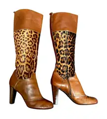 AUTHENTIC Y2K DOLCE & GABBANA D&G FUR LEOPARD KNEE HIGH BOOTS US 10/41‎ MOB WIFE