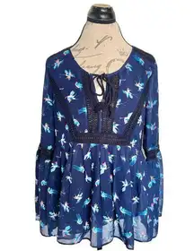 Daniel Rainn Blouse Size Large Long Sleeve Bell Peasant Bohomenia Bohowestern