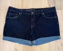 Ava & Viv Midi Denim Jean Shorts Super Stretch Dark Wash Size 18W NWOT